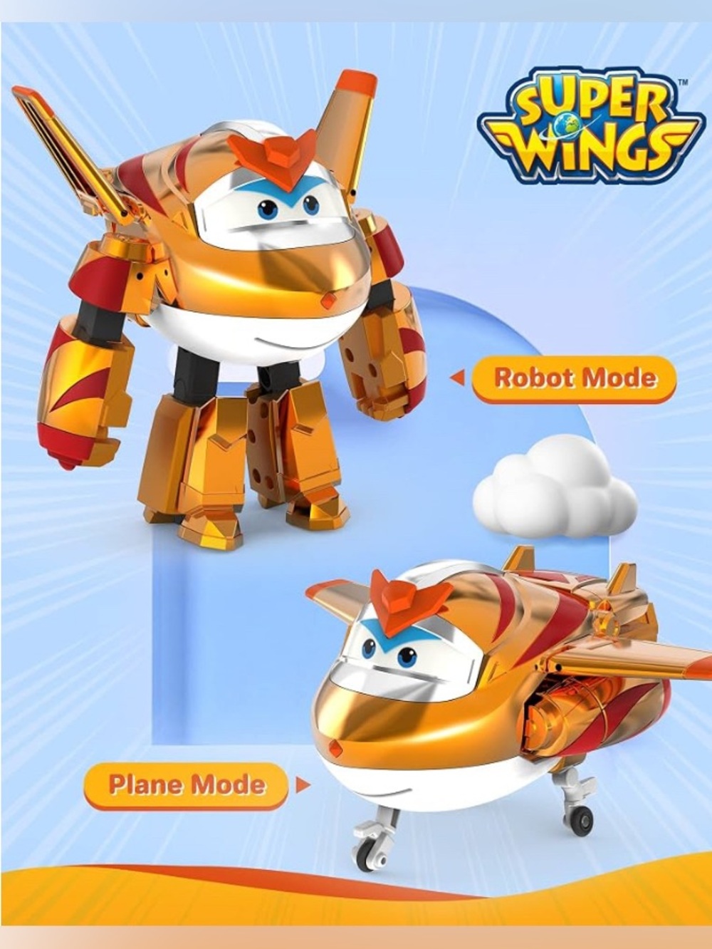 Super Wings 5" Transforming Golden Boy - Airplane Toys Vehicle Action Figure - Picture 13 of 14